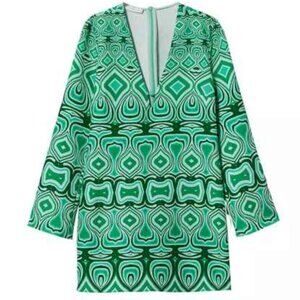 MANGO MNG  printed retro dress Size 8 Medium NEW